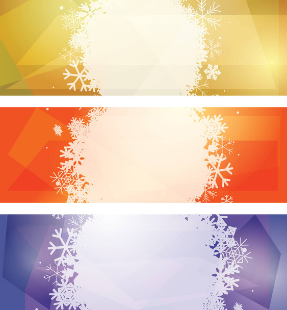 白い雪の結晶ベクトルテンプレート-バナーのセット - ベクター画像