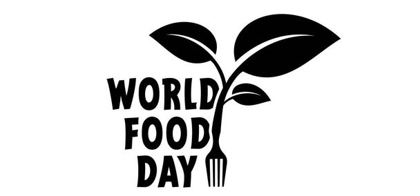 Az Élelmezési Világnap egy olyan nap, amikor az élelmiszer központi kérdés, és világszerte felhívják a figyelmet az élelmezésbiztonságra a világon. Ökológiai ökológiai lábnyom a világon és a Globe világtérképen.  - Vektor, kép
