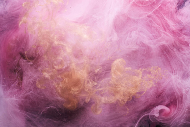 Fondo abstracto rosa, humo de lujo, pintura acrílica explosión bajo el agua, tinta cósmica remolino - Foto, Imagen