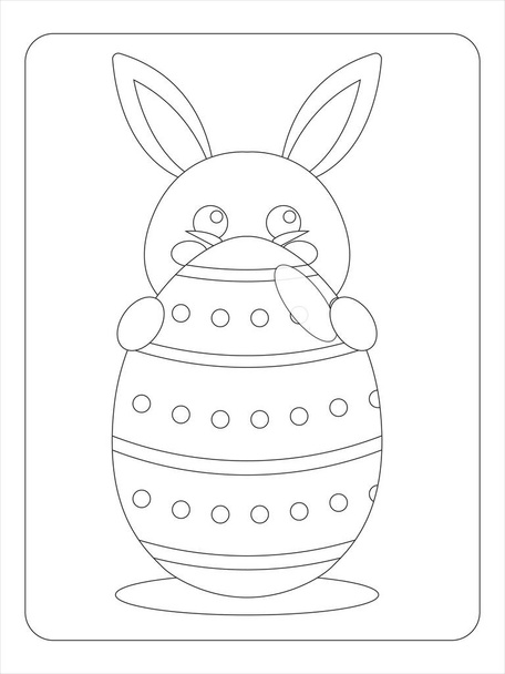 Página para colorear de conejo de Pascua para niños - Vector, Imagen