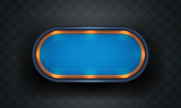 Покерний стіл з синьою тканиною на темному тлі. Реалістична векторна ілюстрація
. - Вектор, зображення