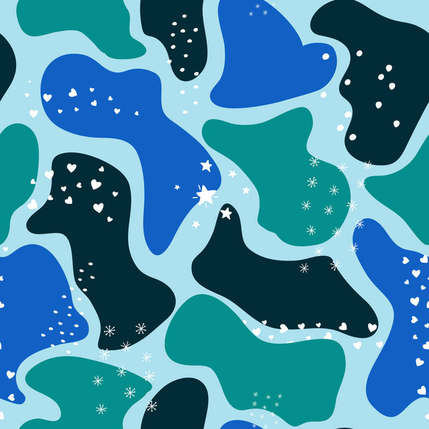 Naadloos abstract blauw patroon. Print voor textiel, behang, covers, oppervlak. Vintage sjabloon voor mode prints. - Vector, afbeelding