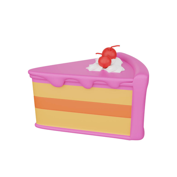 3d rendering of slice cake fast food icon - Photo, Image