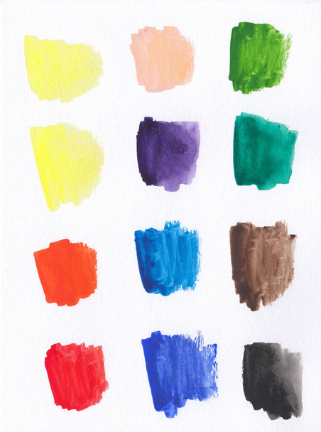 Hand drawn artistic pallette on white background. Multicolored. Watercolor painting. - Photo, image