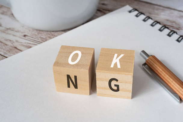 Wooden blocks with"OK NG" text of concept. - Photo, Image