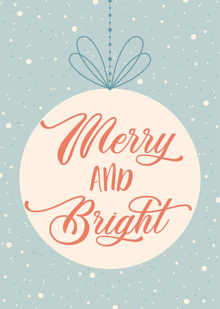 Merry and Bright Christmas greeting concept card. Vector - Vektör, Görsel