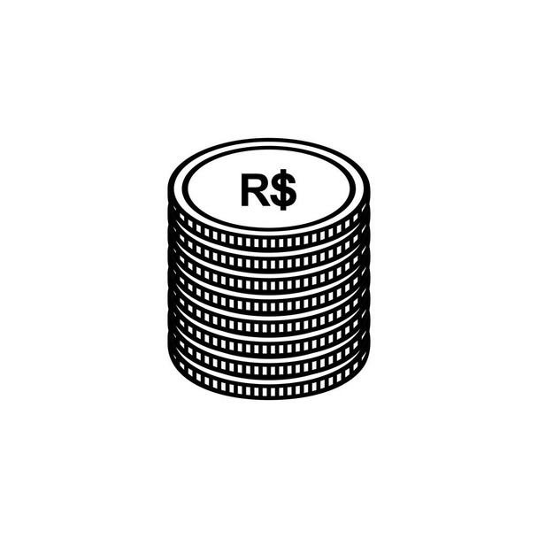 Brasile Valuta, Segno BRL, Simbolo dell'icona reale brasiliana. Illustrazione vettoriale - Vettoriali, immagini