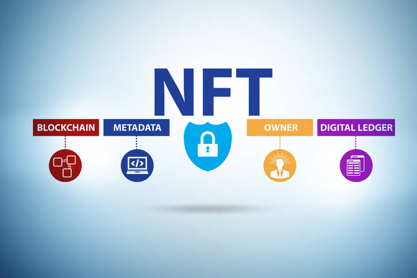 Illusztráció az NFT - nem helyettesíthető token - Fotó, kép