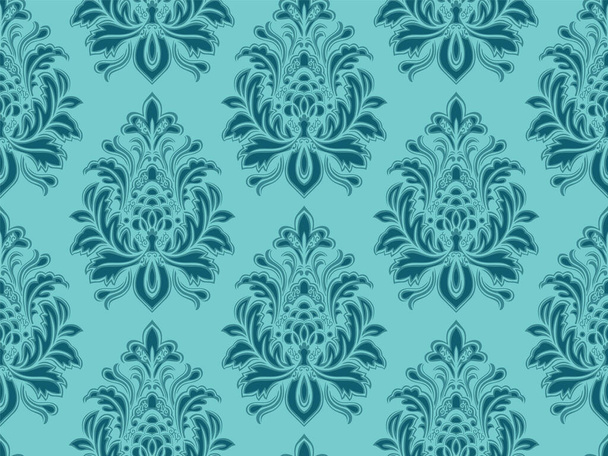 Ornamental vintage damask baroque rococo seamless pattern - Vector, imagen
