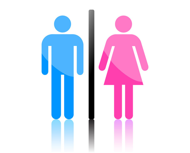 έγχρωμο αρσενικό και θηλυκό σύμβολο του φορέα - Διάνυσμα, εικόνα