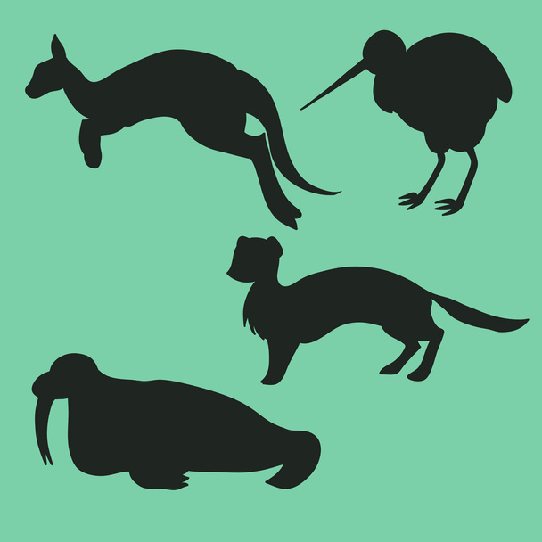 Set of vector animal silhouettes - Vector, Image