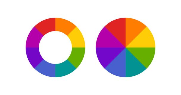 Rueda de color o icono del círculo del selector de color. Símbolo de ilustración del círculo del arco iris. Sign aplicaciones de pintura vector plano. - Vector, imagen