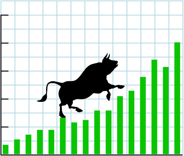 Su rialzo del mercato toro grafico azionario rialzista
 - Vettoriali, immagini