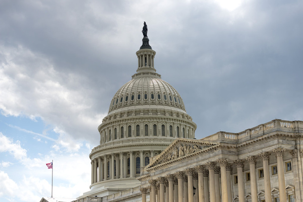 Washington DC Capitol detail on cloudy sky - Photo, Image