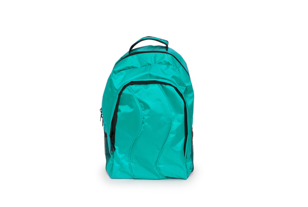Блакитний шкільний рюкзак ізольований на білому
 - Фото, зображення