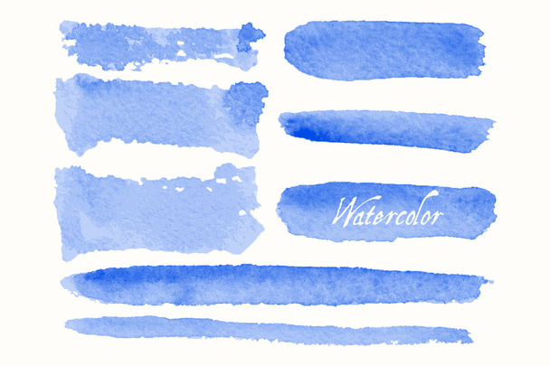 Aantal blauwe aquarel blobs en vlekken - Vector, afbeelding