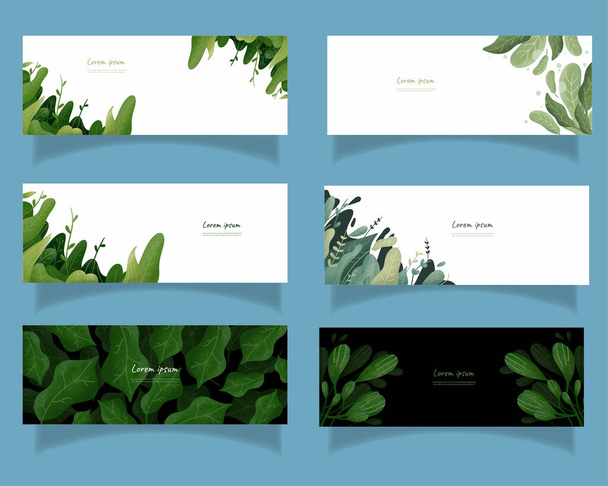 leaves bakground design vector for ecology set bundle nature leaves background - Vecteur, image