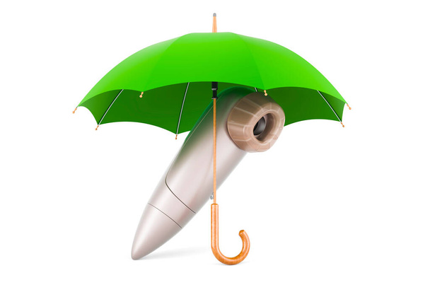 Clitorale pomp onder paraplu, 3D rendering geïsoleerd op witte achtergrond - Foto, afbeelding