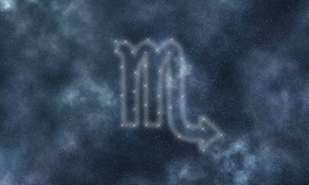 Scorpio zodiac sign, night sky, Scorpio symbol - Foto, afbeelding