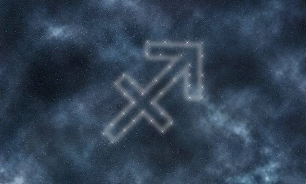 Sagittarius zodiac sign, night sky, Sagittarius symbol - Fotó, kép