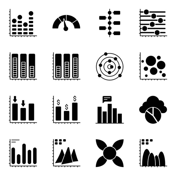Pack of Graphs Flat Icons - Вектор,изображение