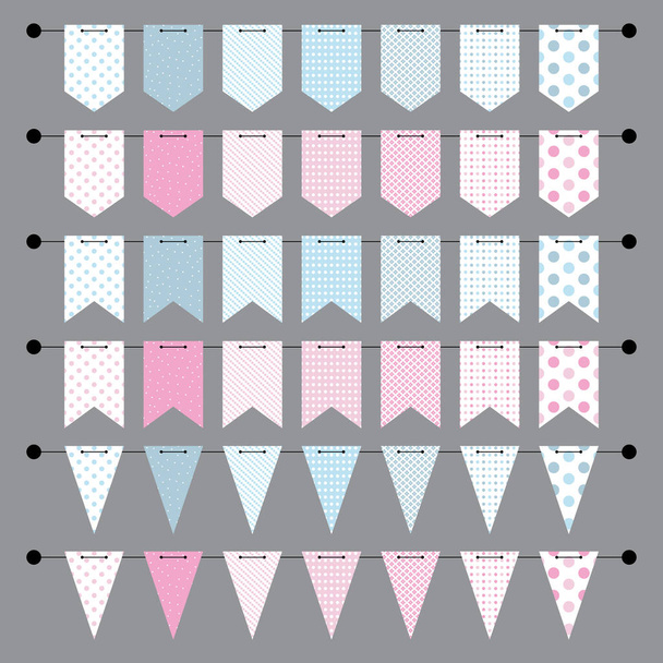 Blank banner. Bunting or swag templates. Holiday flag garland collection. Flags decoration for party and celebration. Vector illustration - Vector, Image