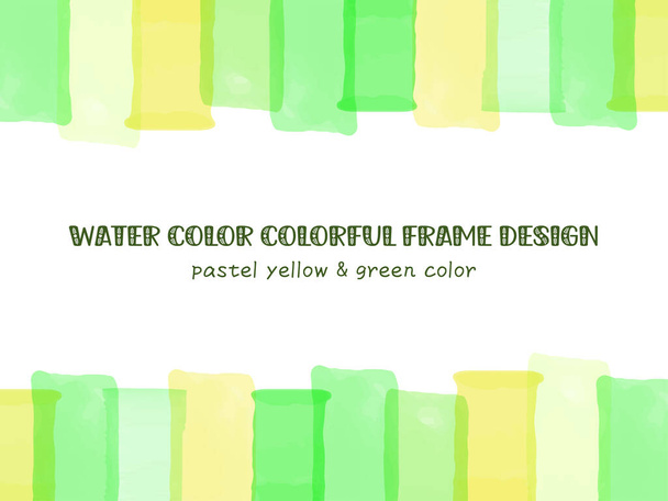 Marco de diseño de fondo con líneas superpuestas en colores pastel acuarela, color amarillo y colores verdes - Vector, imagen