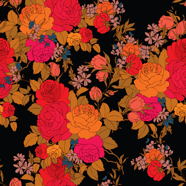 Elegance Seamless pattern with flowers roses - Vector, Image