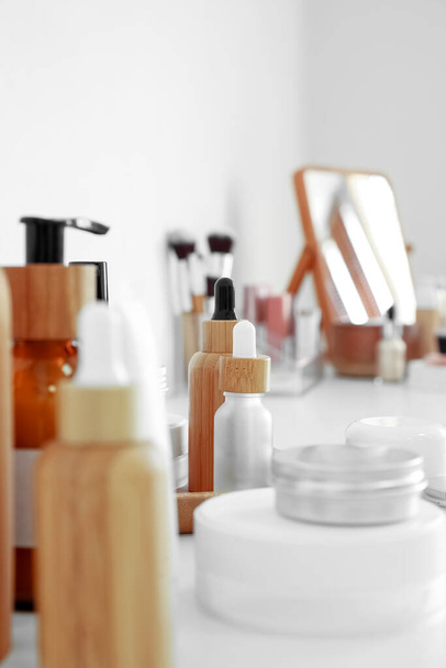 Different cosmetic products on table, closeup - Φωτογραφία, εικόνα