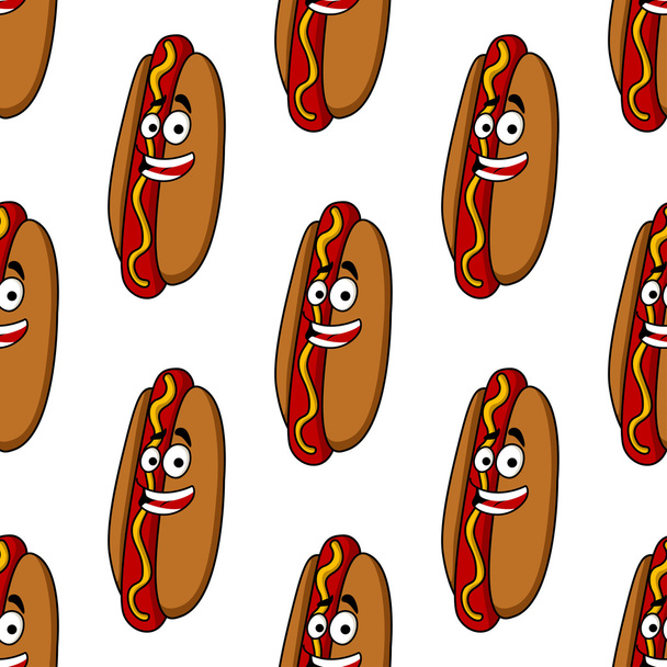 Lachende hotdog naadloze patroon - Vector, afbeelding