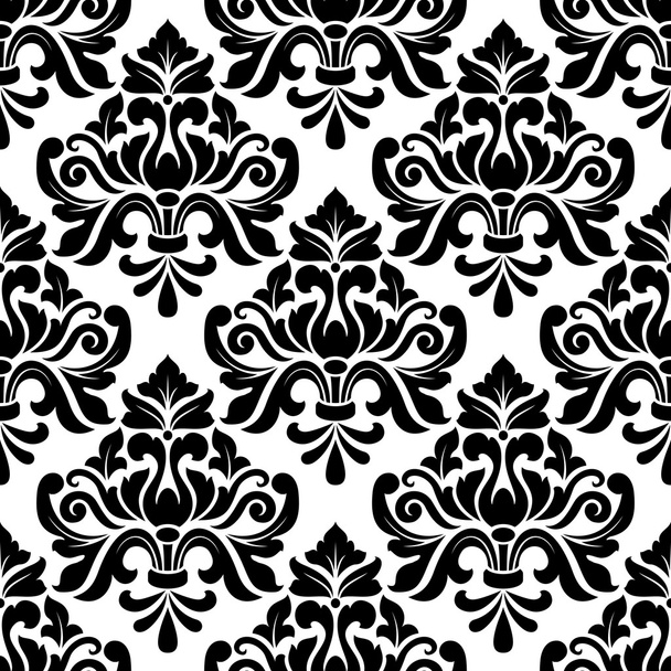 Black and white damask seamless pattern - Vector, Image