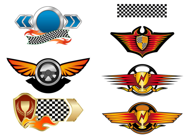 Deportes de carreras emblemas y símbolos
 - Vector, Imagen