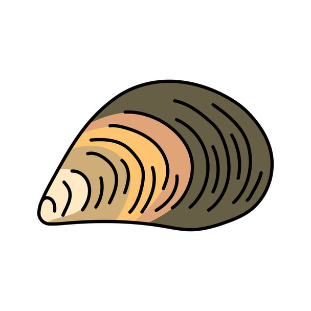 Mussel color line illustration. Ocean fishes. - Vector, Image