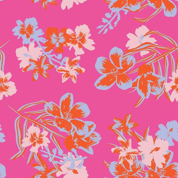 Oriental Floral seamless pattern background for fashion textiles, graphics, backgrounds and crafts - Vector, imagen