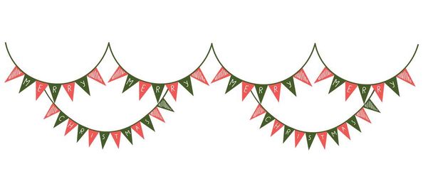 Bunting Christmas Party liput valkoisella taustalla - Vektori, kuva
