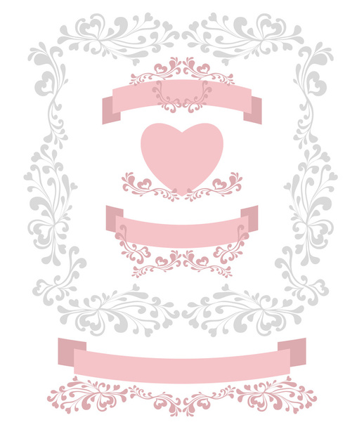 Set Dekorationselemente für Valentinstag oder Hochzeit - Vektor, Bild