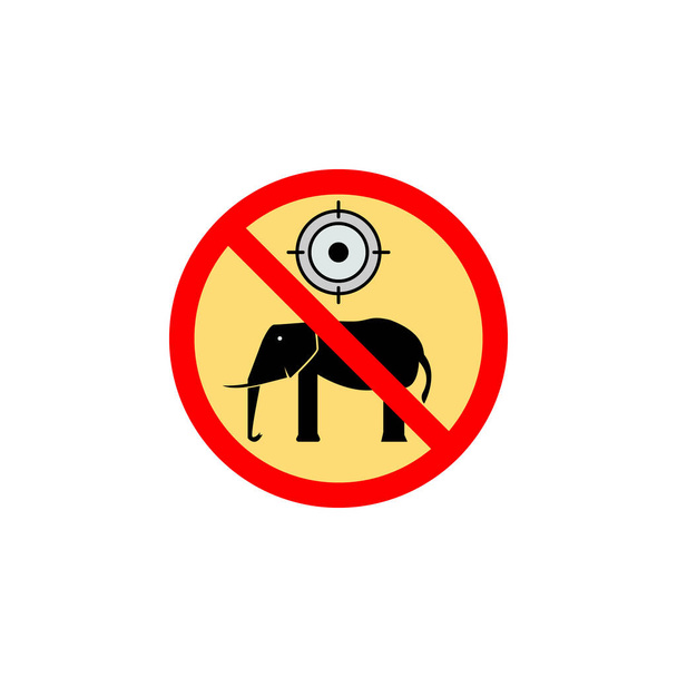 Запретная иконка охотничьего слона может быть использована для веб, логотипа, мобильного приложения, пользовательского интерфейса, иконки цвета UX - Вектор,изображение