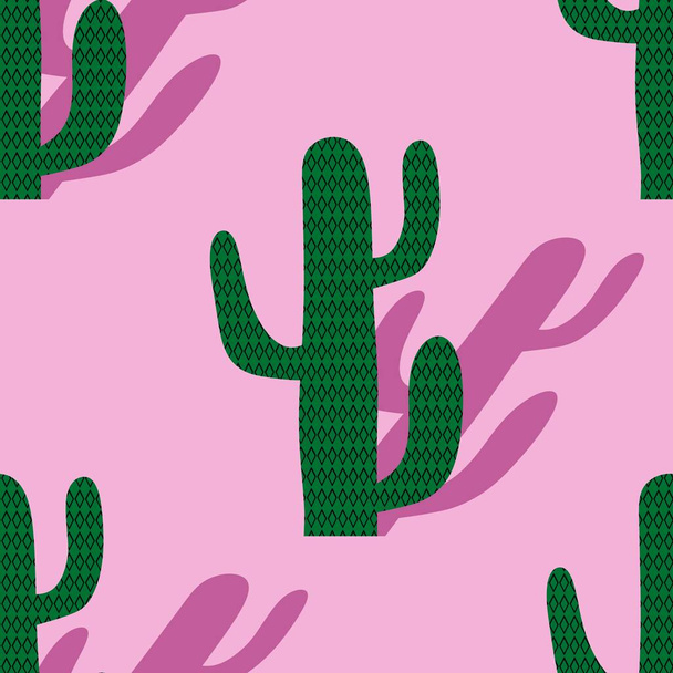 Summer floral seamless cartoon cactus pattern for wrapping paper and fabrics and linens and vacation accessories and kids clothes print and swimsuit textiles. High quality illustration - Foto, Imagen