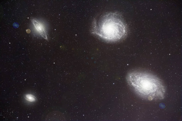 set of galaxies nearby in 5k in the universe - Photo, Image