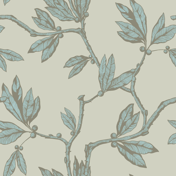 Seamless pattern with leafs ornament - Vector, Imagen