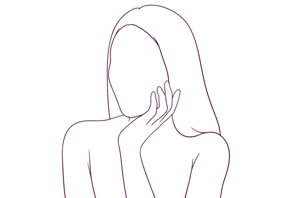 menina bonita posando mão desenhada estilo vetor ilustração - Vetor, Imagem