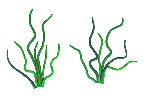 zelená tráva z plastu na bílém pozadí - Fotografie, Obrázek