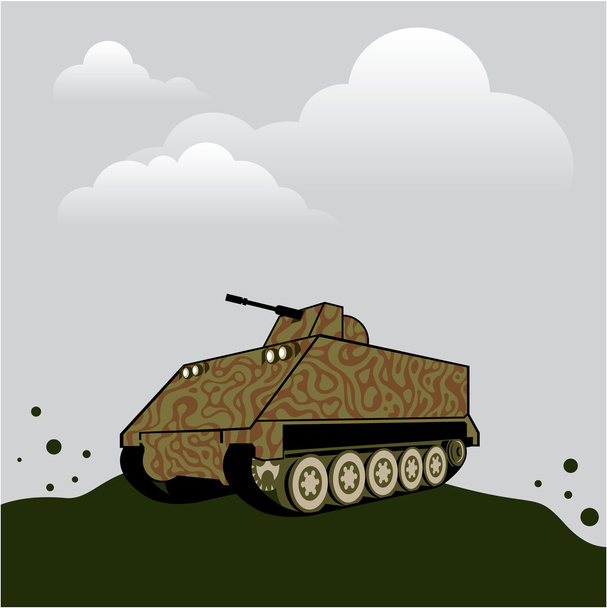 Personnel carrier grey sky - Vector, Image