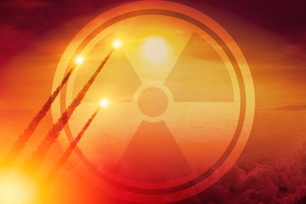 Nukleáris háború rakéta ebéd nukleáris támadás világháború koncepció háttér - Fotó, kép