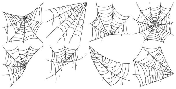 Σύνολο ιστού αράχνης που απομονώνεται σε λευκό φόντο - Διάνυσμα, εικόνα