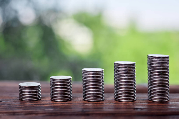 Stacks of coins as a concept for investing and saving - Foto, Bild