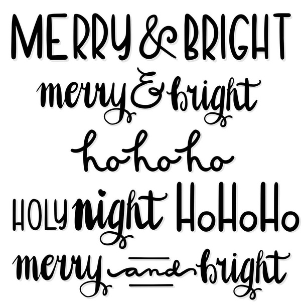 Christmas Season Winter Holiday  vector seasonal wishes phrases quotes set for web digital projects cards posters materials isolated on white background  - Vector, Imagen