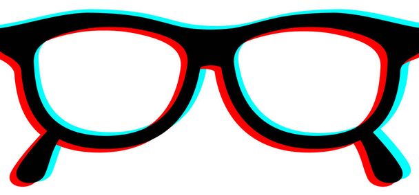 Virtuelle Realität.Cartoon-Brille oder Sonnenbrille. Brillen modellieren Ikone oder Symbol, Mann, Frau Rahmen. Schwarze Randbrille mit Silhouette, Brille optisch, Fassungsmodell. Lesebrille. - Vektor, Bild