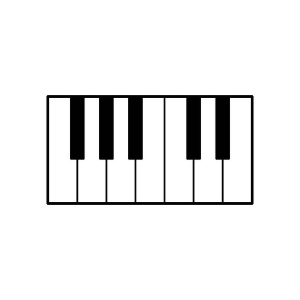 Piyano tuşları simgesi. Beyaz arka planda siyah piyano logosu. Vektör illüstrasyonu - Vektör, Görsel