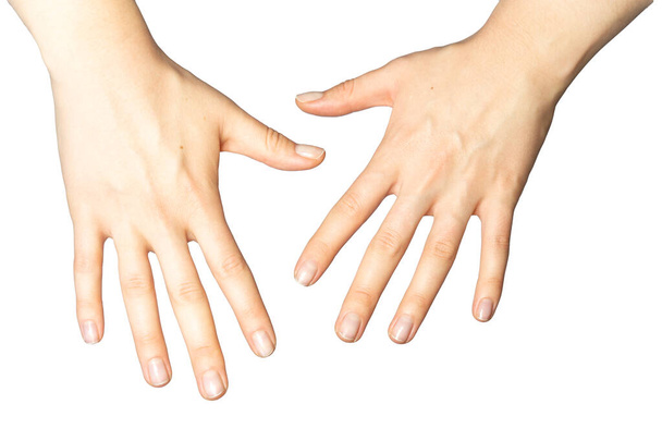 Weibliche Hände vor weißem Hintergrund  - Foto, Bild